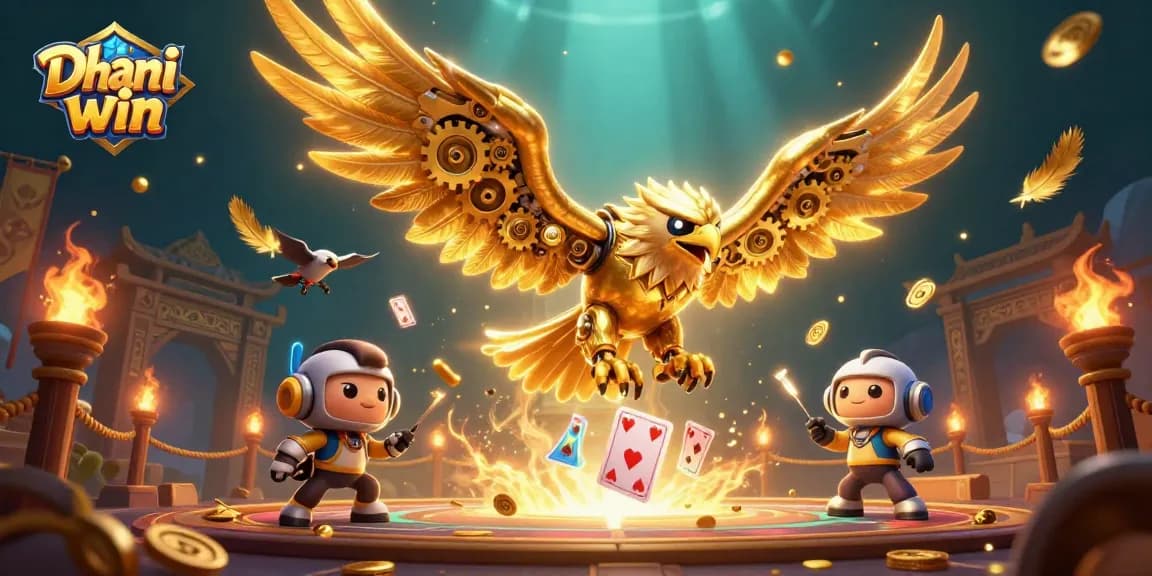 Dive into the exciting world of Dhani win as a golden eagle soars through a vibrant gaming arena.