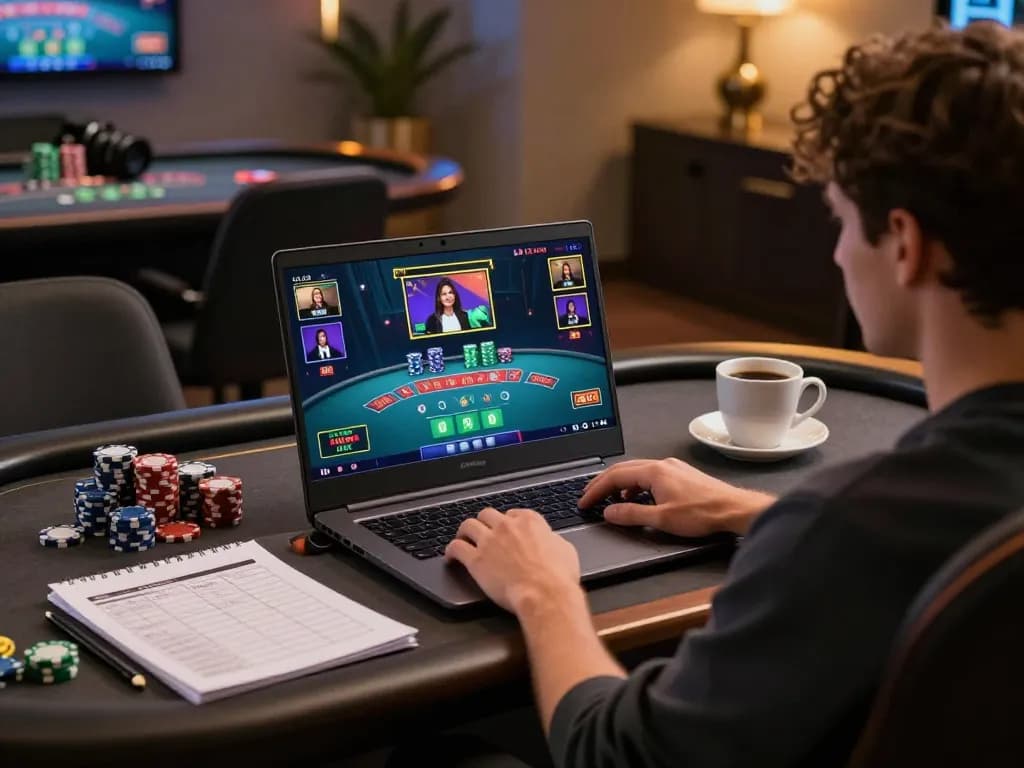 Win55 gameplay on a laptop showcasing an engaging blackjack table for strategic betting.