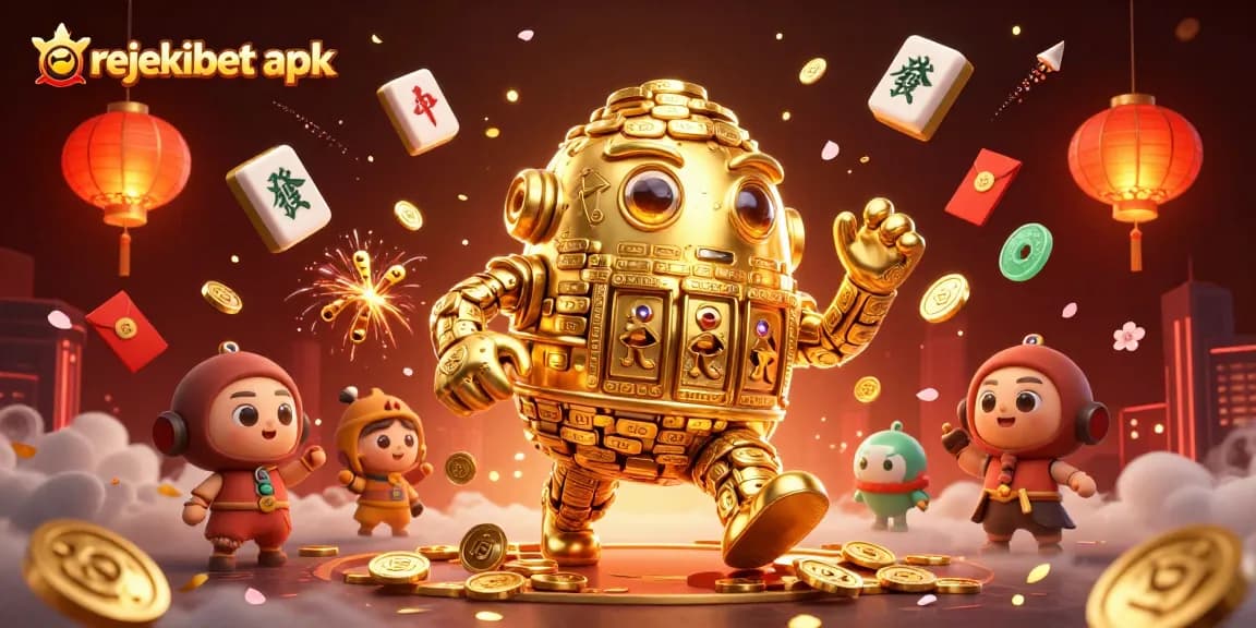 Experience thrilling gameplay with rejekibet apk as golden golem spins and symbols light up.