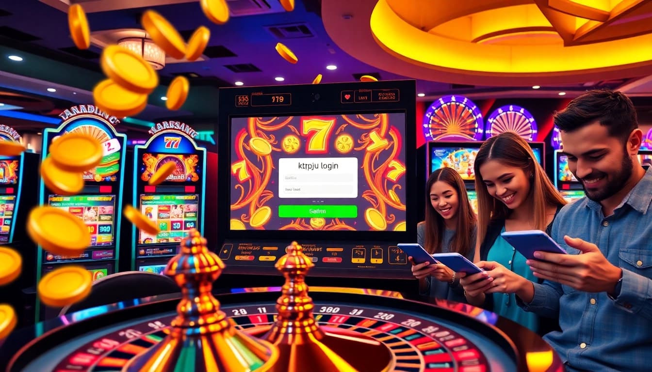 Engage with the ktpjitu login interface, showcasing an exciting online casino atmosphere filled with casino elements.