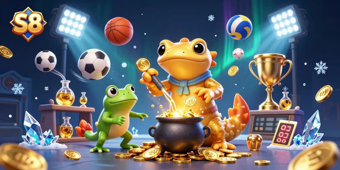 Engage in thrilling action at S8 with golden alchemist, sports elements, and dynamic gaming atmosphere.