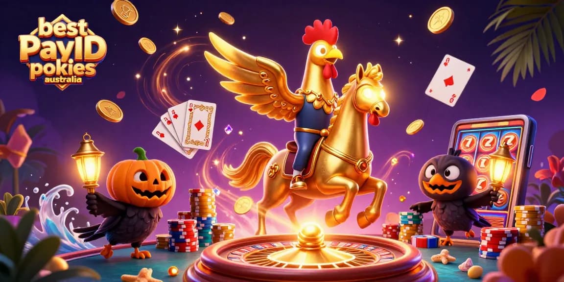Engage with the best PayID pokies australia in an enchanting midnight casino scene.