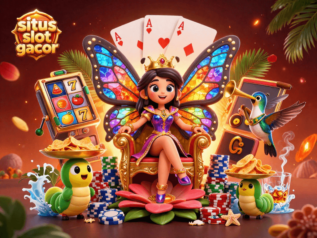 Experience the excitement on situs slot gacor with dynamic illustrations of slots and vibrant characters.