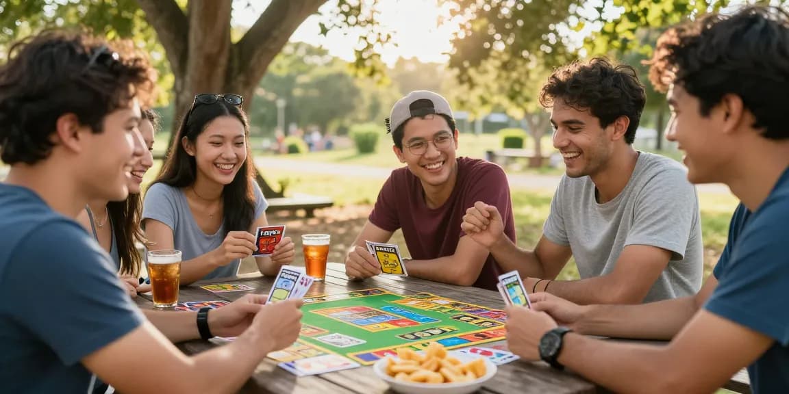 Togel online resmi game played outdoors with friends, showcasing vibrant cards and social interaction.