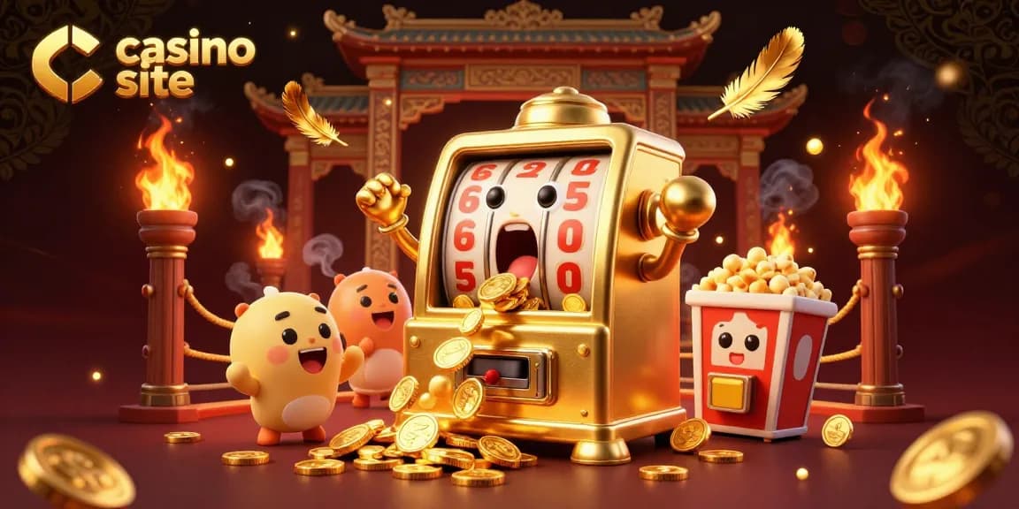Winning at the casino site with golden slot machines celebrating a jackpot victory.