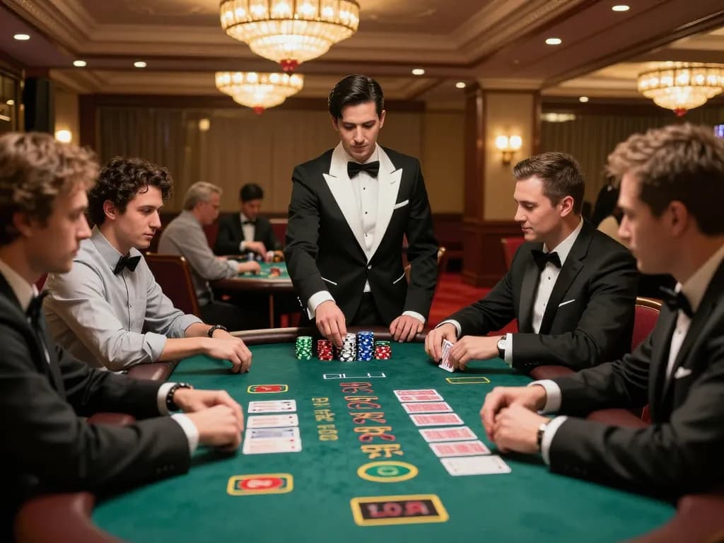 HM88 players engaging in a thrilling blackjack game at a luxury casino table.