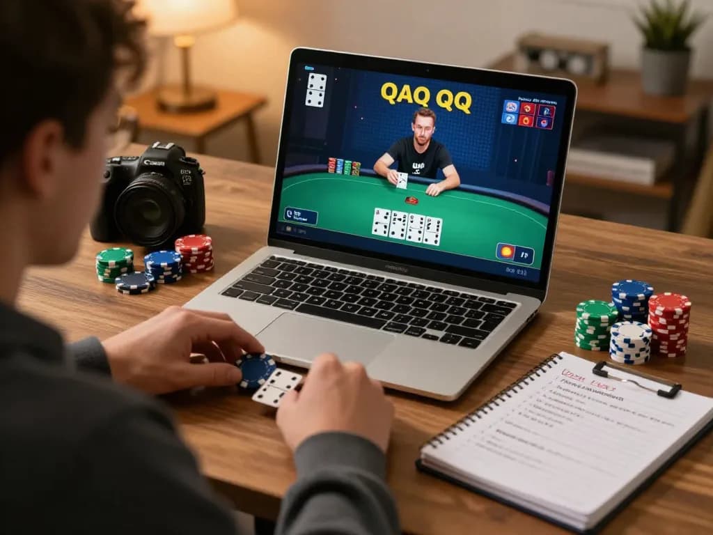 Play Poker Online Domino QQ in a cozy home setting, focusing on strategy and bankroll management.