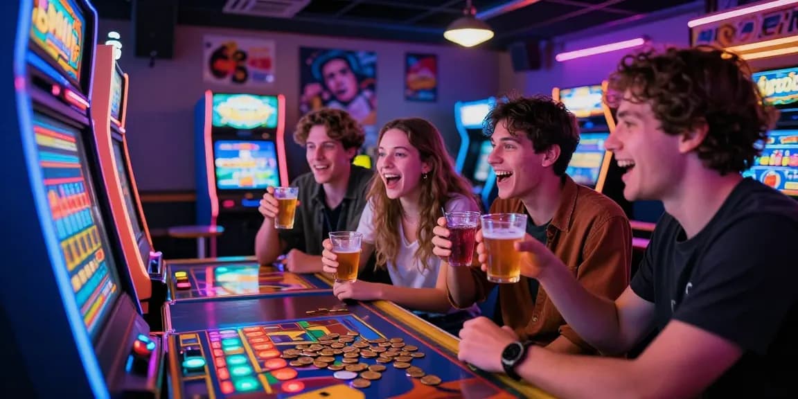 Pengalaman bermain slot di vegas123 dengan mesin berwarna-warni dan suasana ramai.
