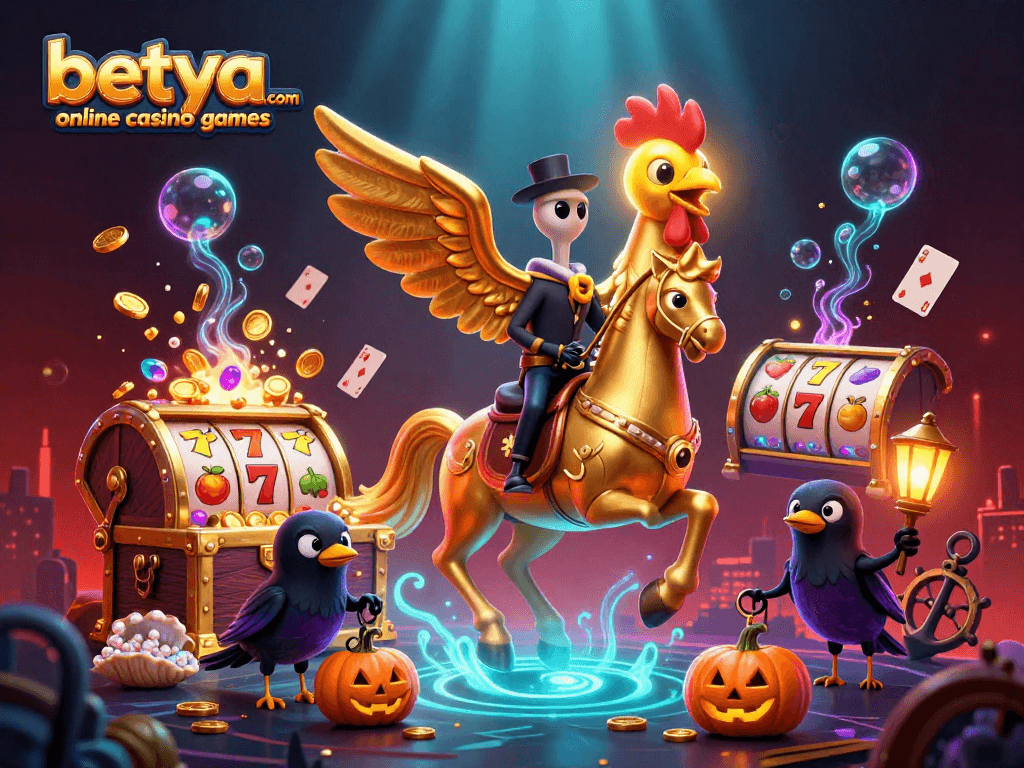 Experience thrilling bets at betya.com online casino games with a dazzling casino scene alive with vibrant characters and elements.