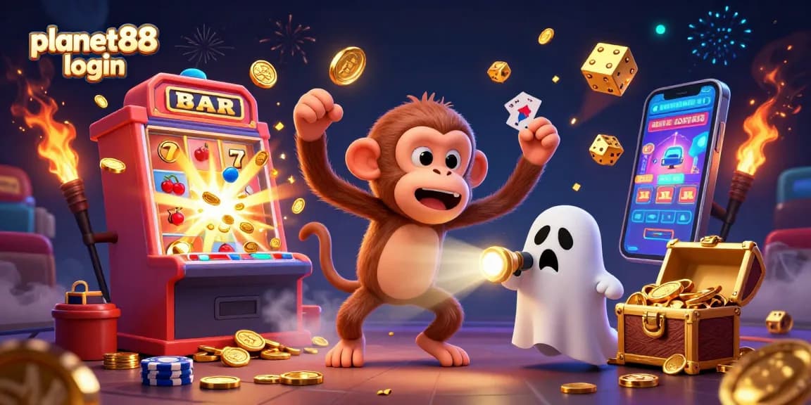 Experience thrilling wins with planet88 login at the vibrant casino featuring golden coins and exciting game elements.