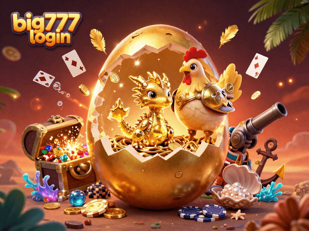 Engage with excitement at big777 login showcasing a dragon in a treasure-filled casino environment.
