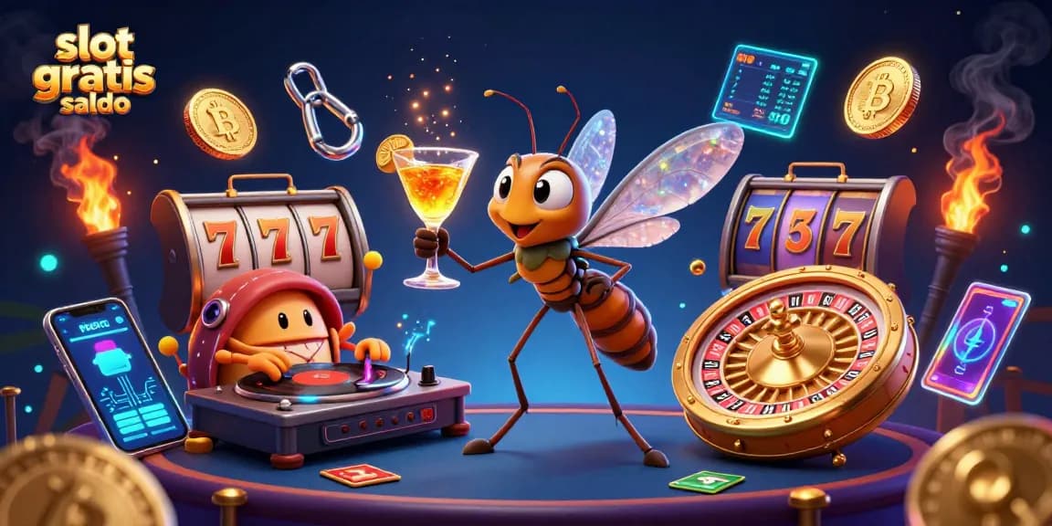 Spin to win with slot gratis saldo in an engaging 3D casino scene of vibrant characters and gaming elements.