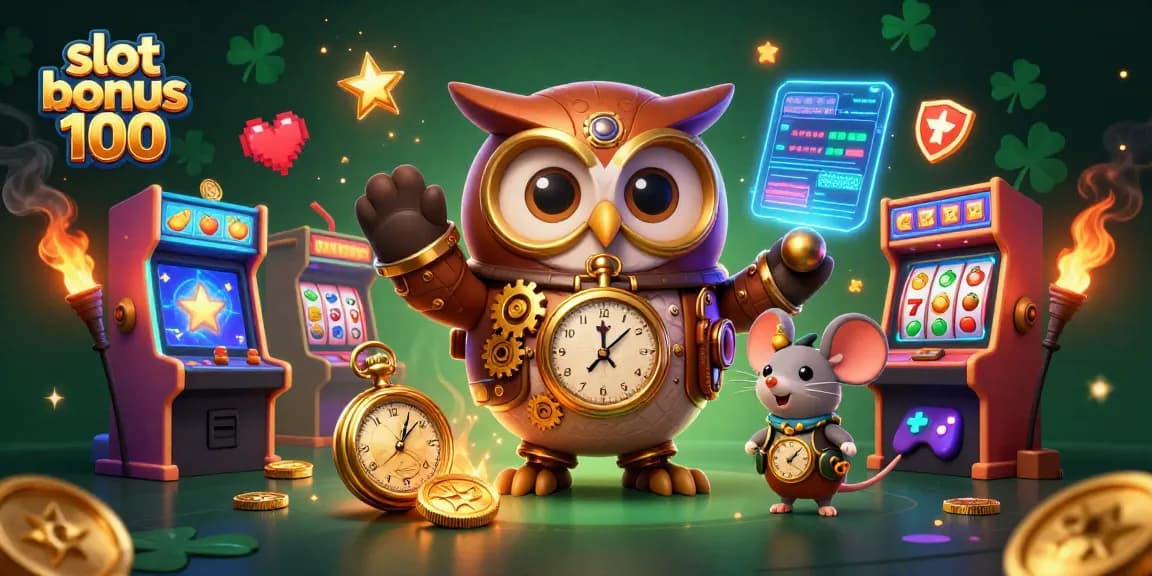 Engage with the thrilling slot bonus 100 experience, featuring dynamic 3D characters and casino elements.