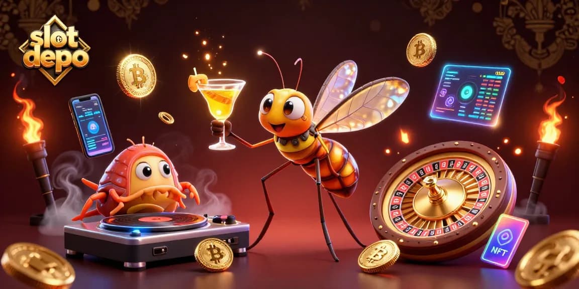 Engage with the excitement of slot depo 5k in this dynamic casino scene featuring unique characters and elements.