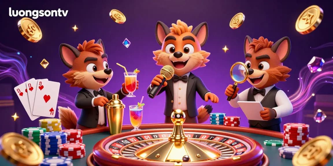 Experience thrilling gambling fun at luongsontv with vibrant characters, golden coins, and exciting casino elements.