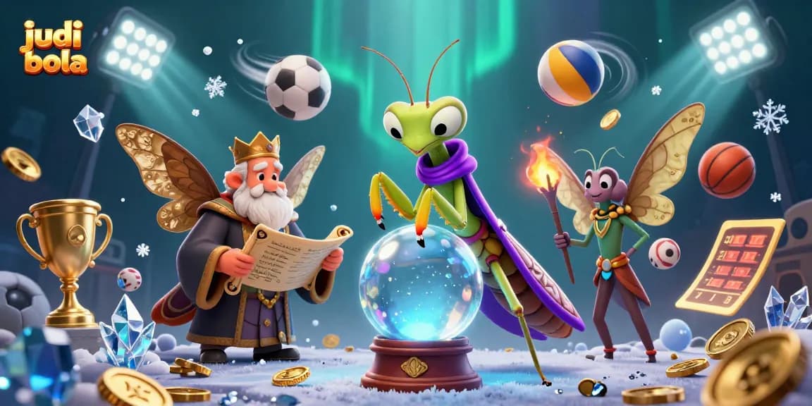 Engage in judi bola with dynamic sports action, featuring vibrant characters and elements from the betting world.