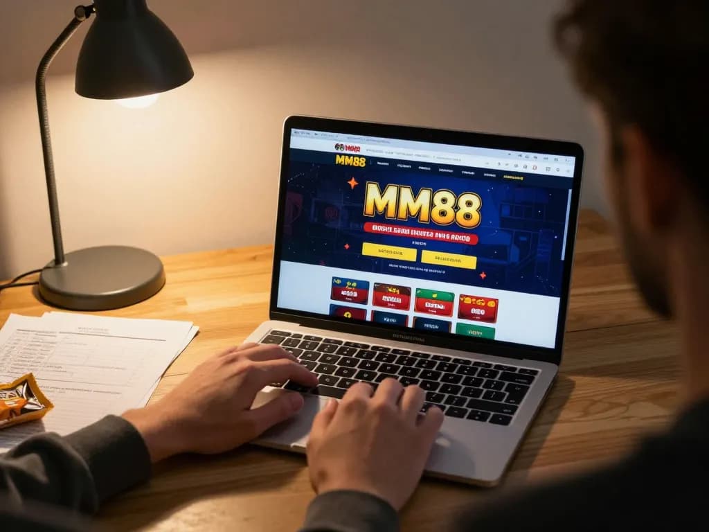 Player reviewing strategies on MM88 while enjoying a comfortable home gaming session.