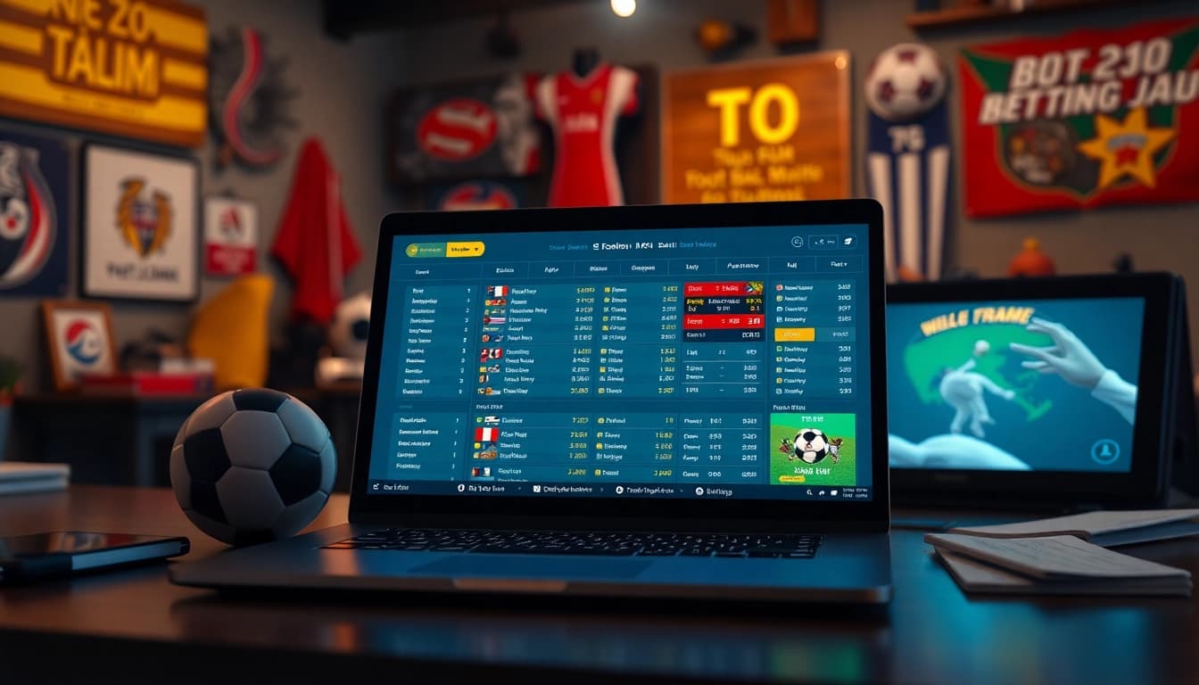 Illustration of online football betting platform showcasing top 10 trang cá cược bóng đá with engaging interface.