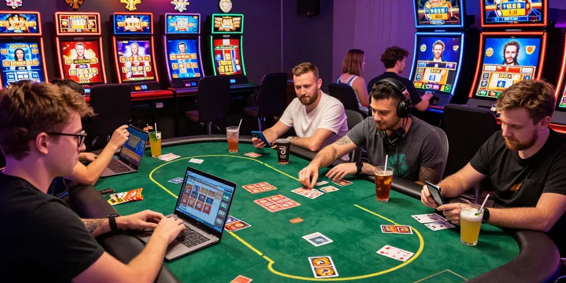Exciting gaming atmosphere showcasing players involved in diverse card games at gamebaidoithuong is, with vibrant graphics and interactive gameplay.