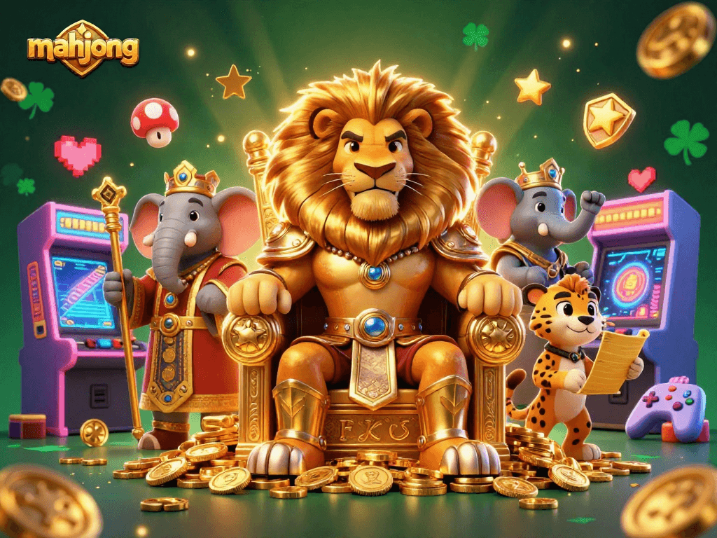 Engage in mahjong while encountering a vibrant casino kingdom with key characters and game elements.