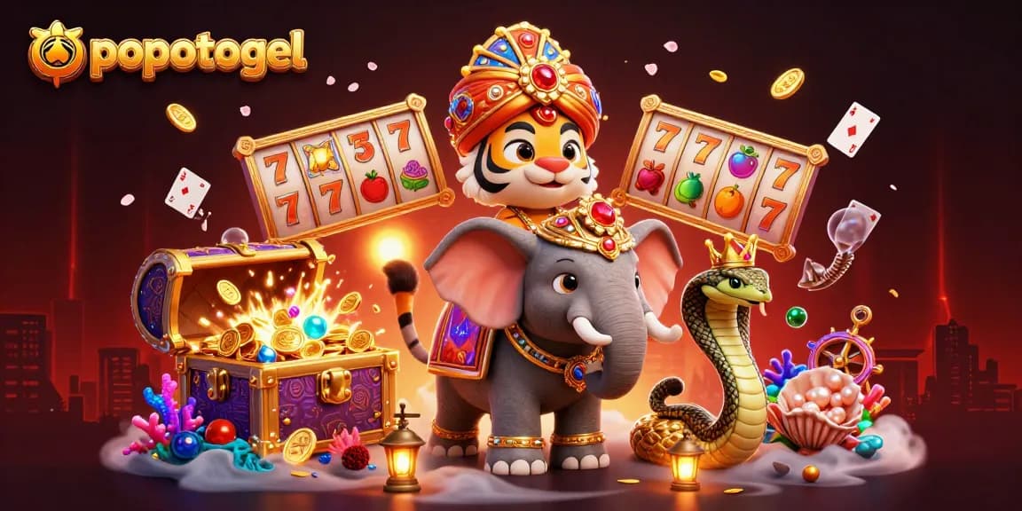 Spin to win on popotogel's vibrant slot reels in an immersive 3D casino scene.