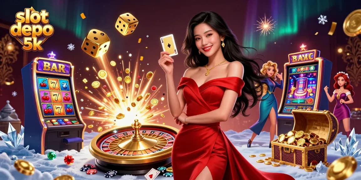 Experience the thrill of slot depo 5k with captivating gameplay and stunning visuals in a dynamic 3D casino scene.