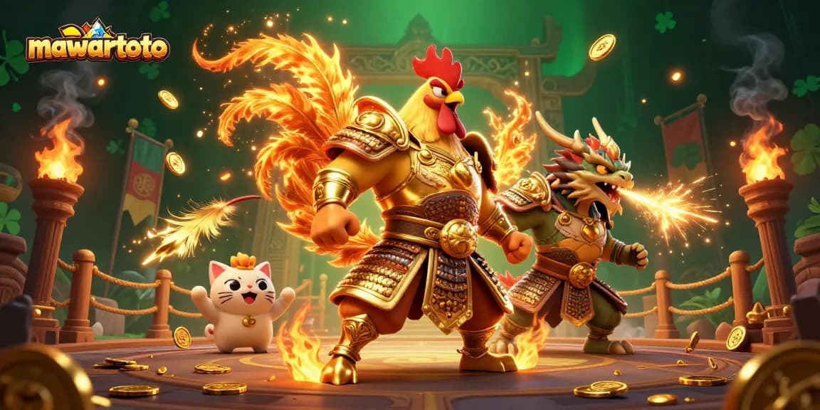 Mengalahkan tantangan di mawartoto dengan petarung ayam legendaris dan naga, penuh aksi dan semangat!