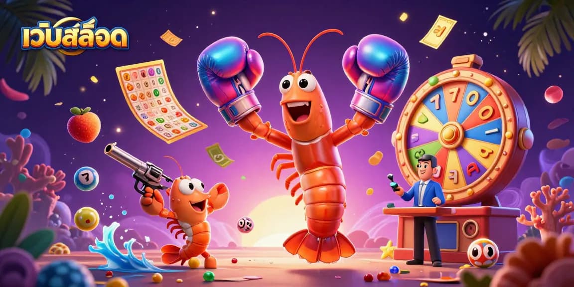 Engage with เว็บสล็อต in a vibrant, dynamic casino scene featuring animated characters and rich interactive elements.