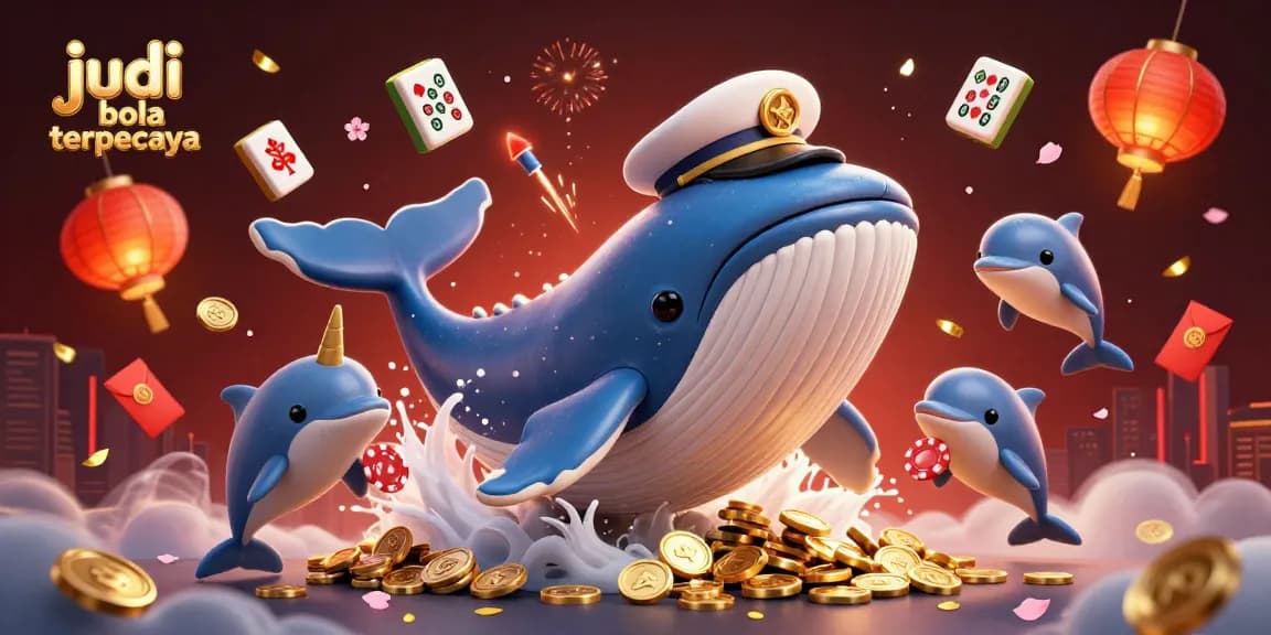 Engage in judi bola terpercaya action with playful dolphins and a majestic whale among dynamic gaming elements.
