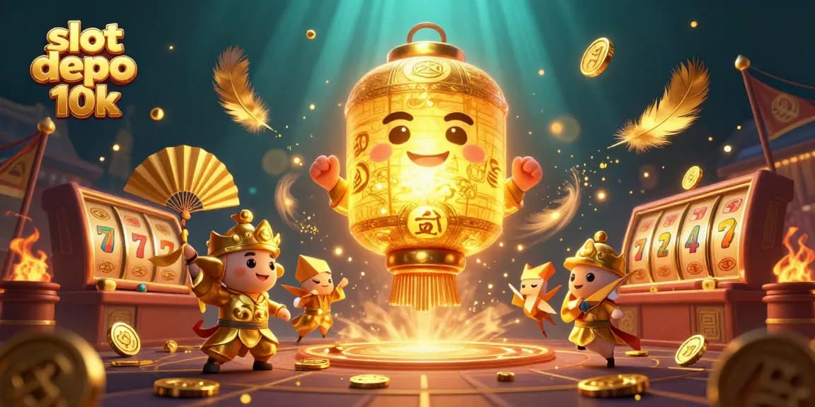 Experience thrilling gameplay with slot depo 10k, featuring charismatic characters and vibrant casino elements in a dynamic scene.