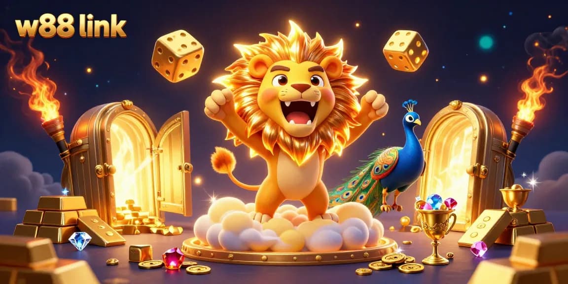 Bet on the w88 link and experience the thrill of winning with vibrant casino elements and characters.