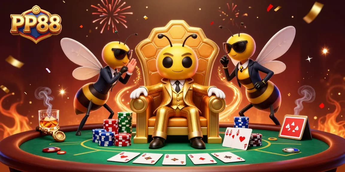Experience thrilling poker action with PP88 as our cartoon mob boss and allies dominate the table.