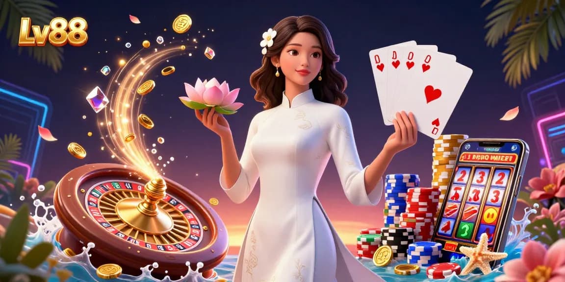 Experience thrilling gambling at Lv88 with vibrant casino elements and stunning visuals.