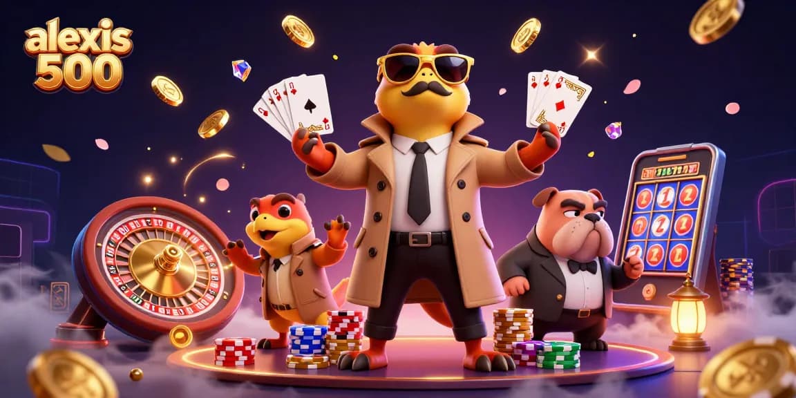 Join the action at alexis 500 with vibrant raptors trying to score a casino entry while splashing coins!