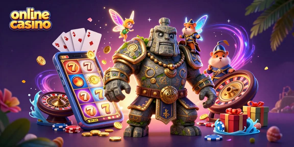 Experience the magical world of an online casino with vibrant characters and rich gaming elements.