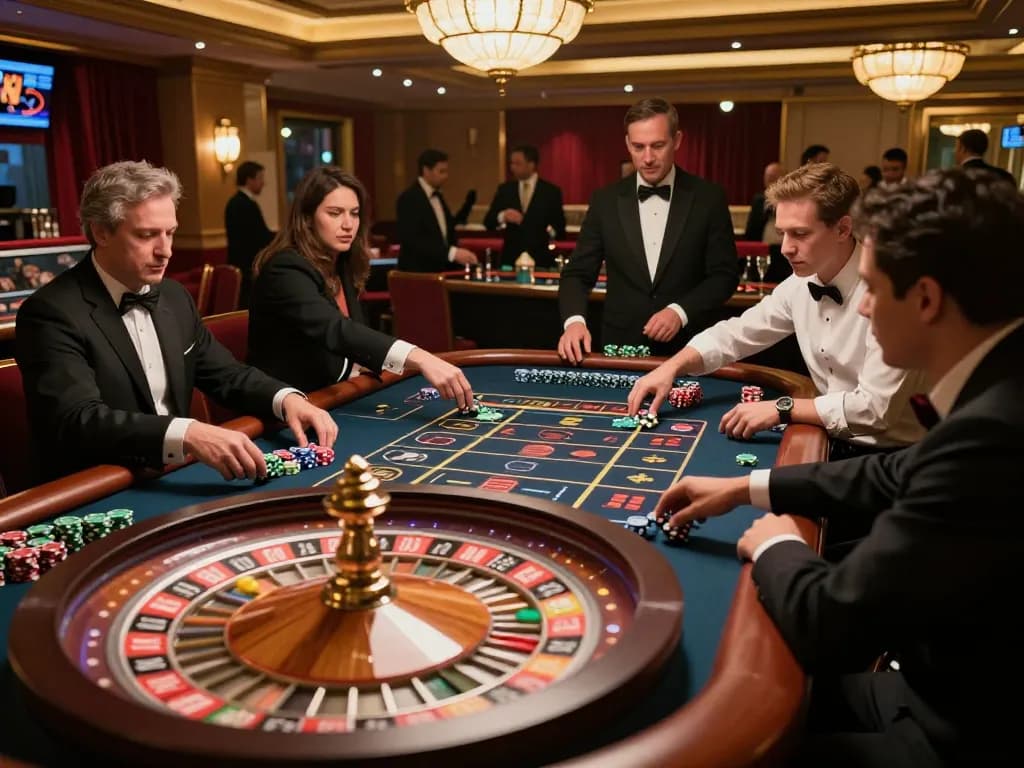 Watch players engage in an exhilarating roulette game at 98win1 casino, chips in action.
