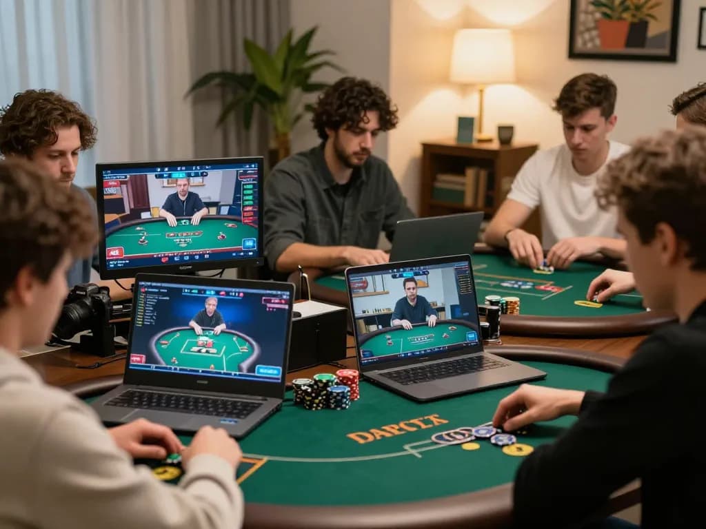 Players strategizing in an online poker game, showcasing FAFA828's engaging features.