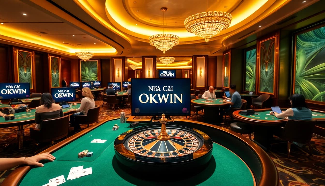 Experience the excitement of Nhà Cái OKWIN with players enjoying various casino games.