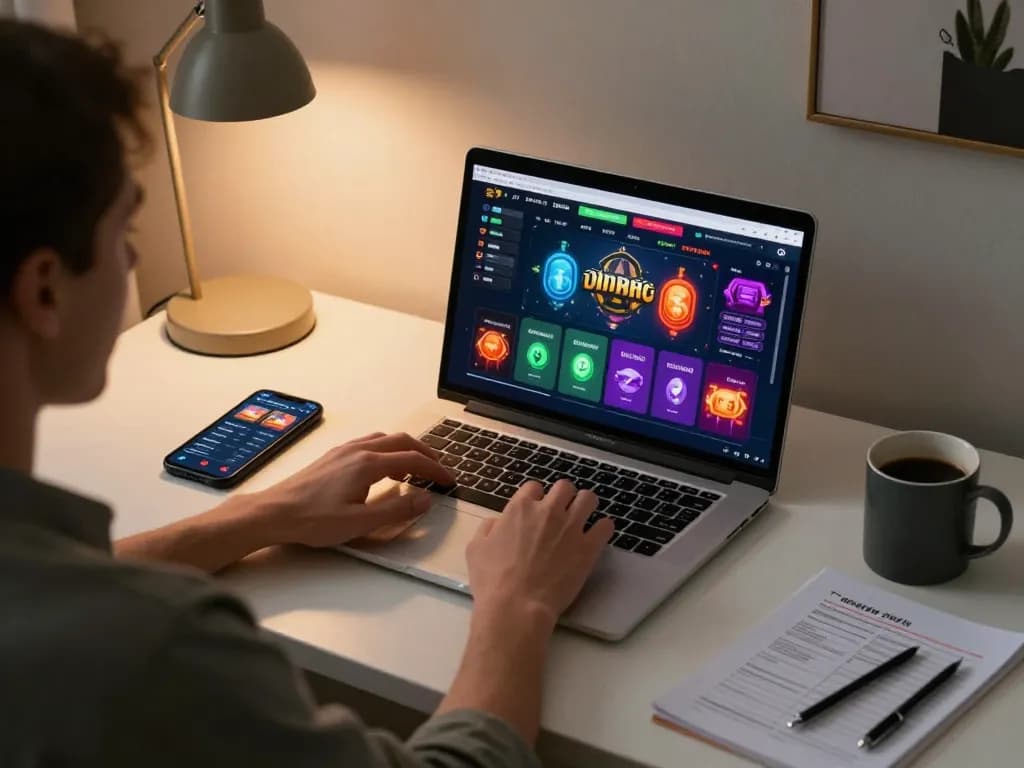 Engaging in a strategic TD88 bet while enjoying an immersive online casino experience on a laptop at home.