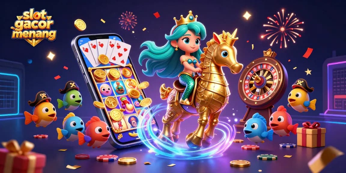 Engage in the thrilling world of slot gacor gampang menang with colorful visuals of a mermaid and lively casino elements.