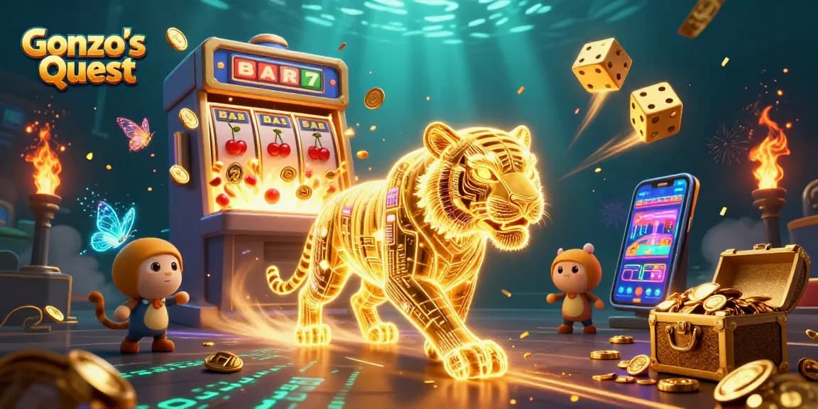 Experience Gonzo’s Quest excitement in a vibrant digital casino with jackpot elements.