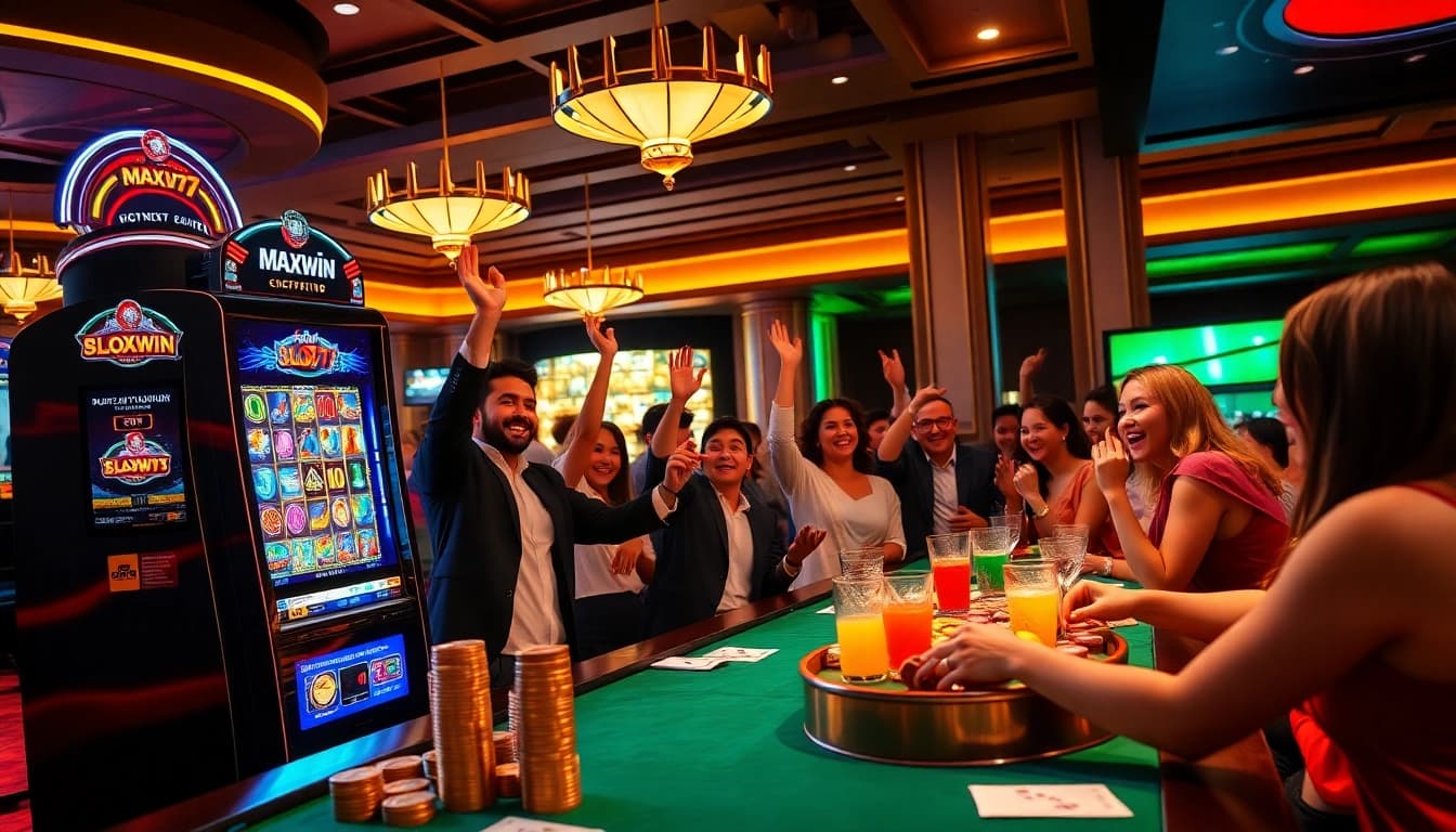 Enjoying stunning wins on the slot777 gaming platform in a vibrant casino setting.