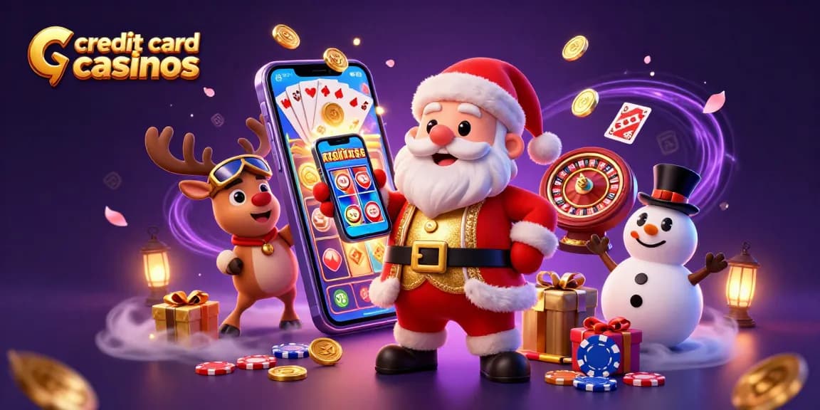 Experience the thrill of credit card casinos with festive characters and dynamic gambling elements.