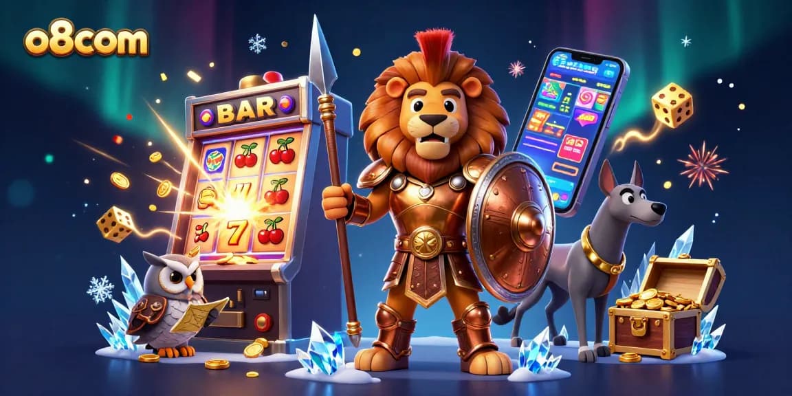 Join the excitement at o8com with a vibrant 3D casino scene featuring heroic characters and dazzling jackpots.