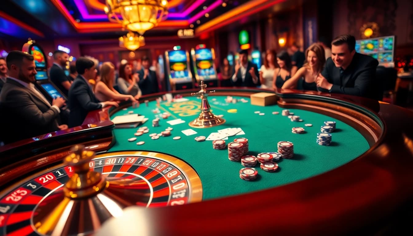 Kubet casino players enjoying a thrilling roulette game with colorful chips.