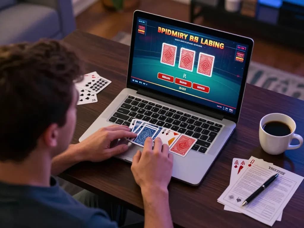 Engaging in online blackjack gameplay at Canadian online casinos with focused player strategy.