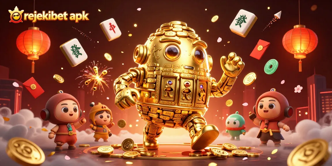 Experience thrilling gameplay with rejekibet apk as golden golem spins and symbols light up.