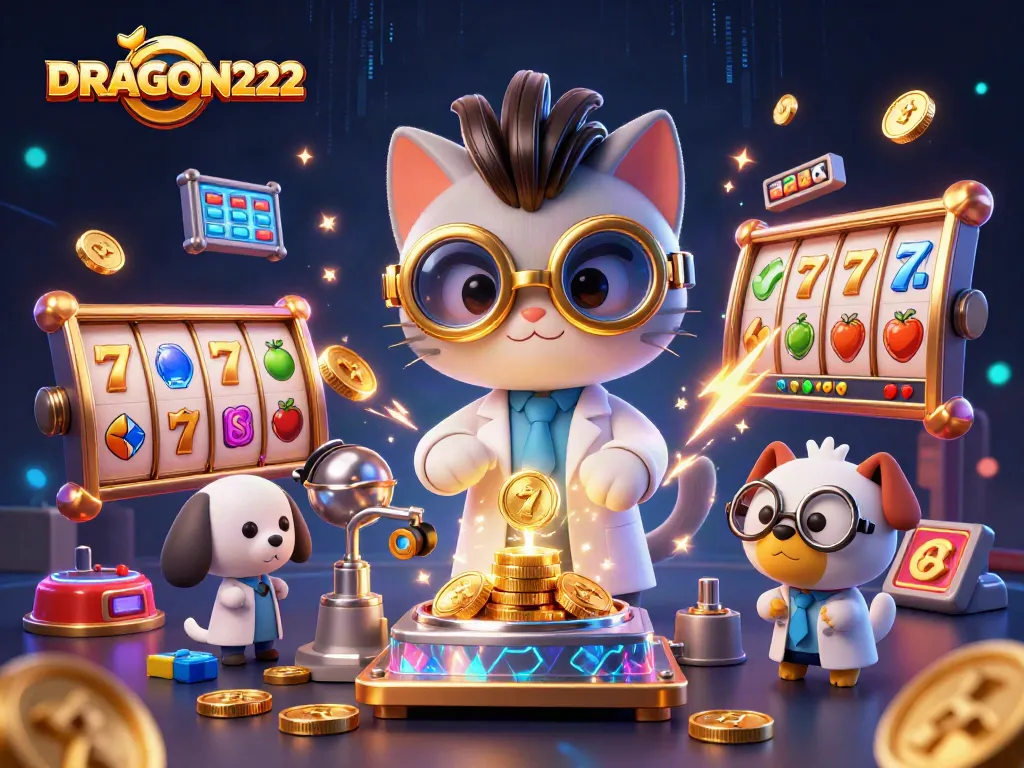 Spin to win with DRAGON222 at this vibrant online slot experience featuring exciting 3D characters.