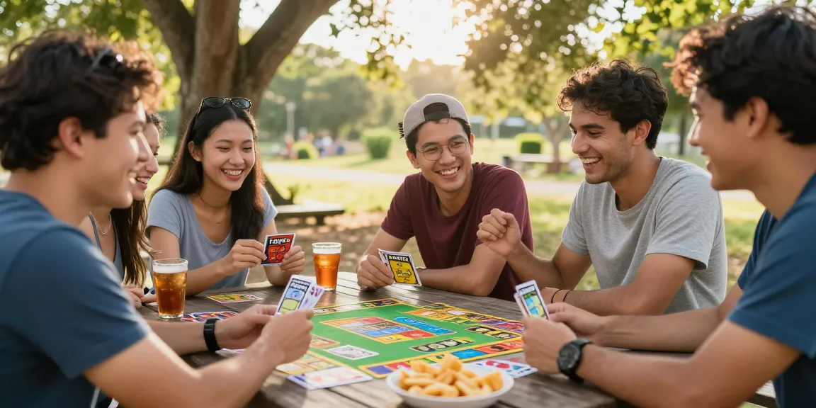 Togel online resmi game played outdoors with friends, showcasing vibrant cards and social interaction.