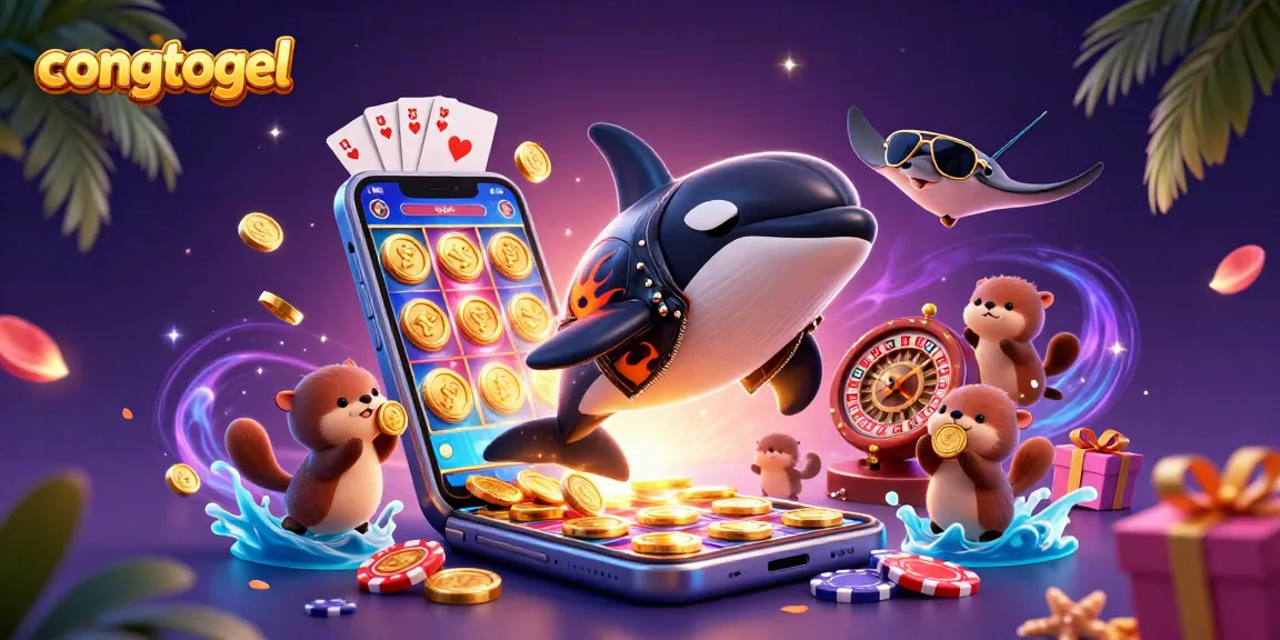 Engage with congtogel fun as animated sea creatures celebrate big wins with golden coins in a vibrant casino scene.